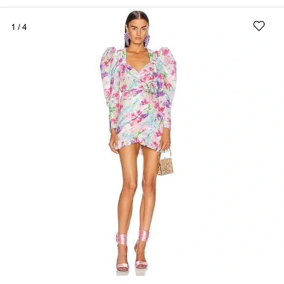 ワンピース ALESSANDRA RICH FLOWER PRINT MINI DRESS (FAB3493_F4001900) Alessandra Rich floral-print Mini Dress | Yellow | FARFETCH